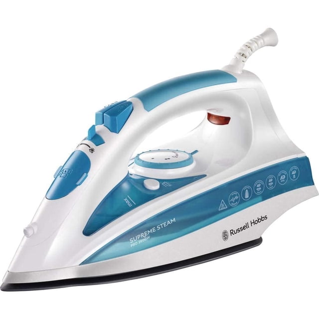 Russell Hobbs 20562-56 Dry & Steam iron Ceramic soleplate 2600W Azul, Color blanco - Plancha (Plancha vapor-seco, Suela de cerámica, 2 m, Azul, Blanco, 0.3 L, 2600 W)