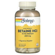 Solaray High Potency Betaine HCL with Pepsin 650 mg | Hydrochloric Acid Formula for Healthy Digestion Support | Lab Verified | 250 VegCaps