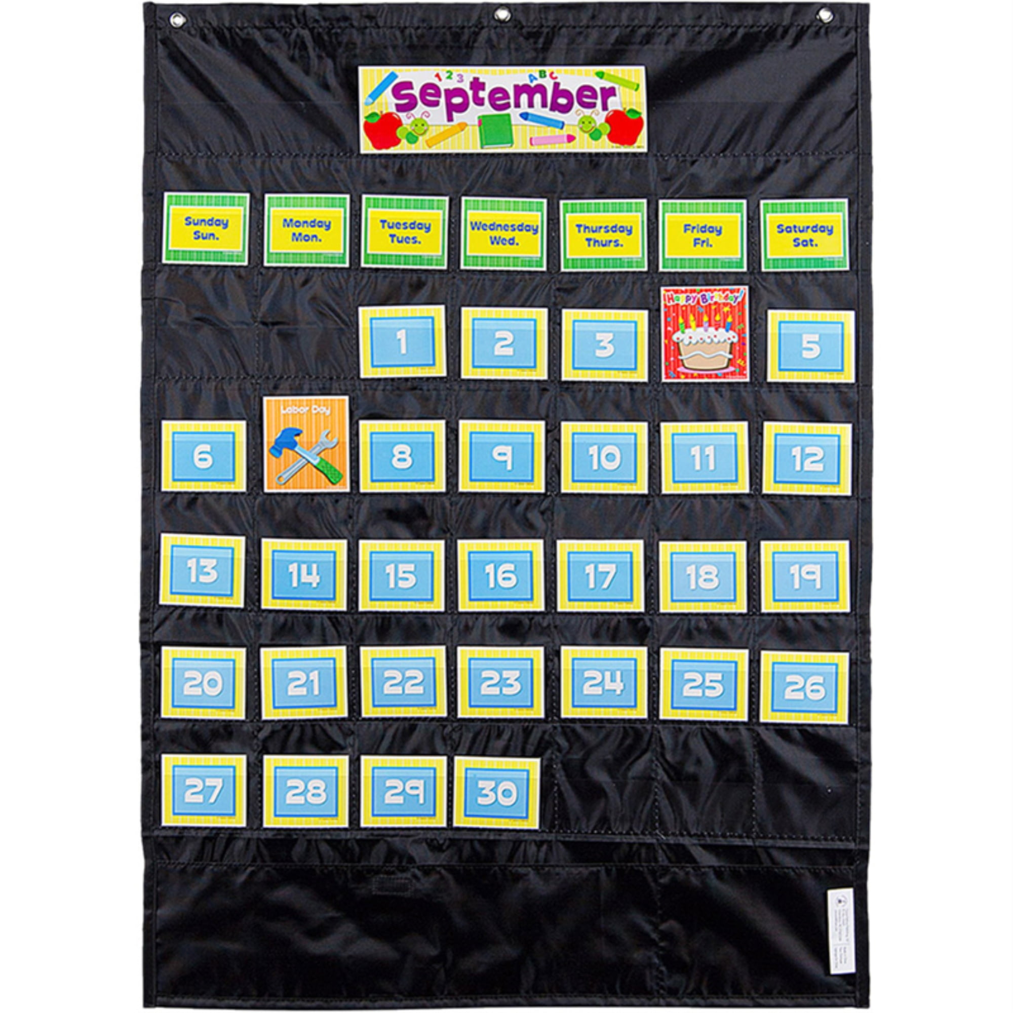Carson Dellosa Black Deluxe Calendar Pocket Chart, Classroom