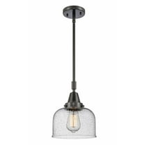 447-1S-BK-G74 Innovations Lighting Bell - 1 Light Stem Hung Mini Pendant In Industrial Style-11.13 Inches Tall and 8 Inches Wide-Matte Black