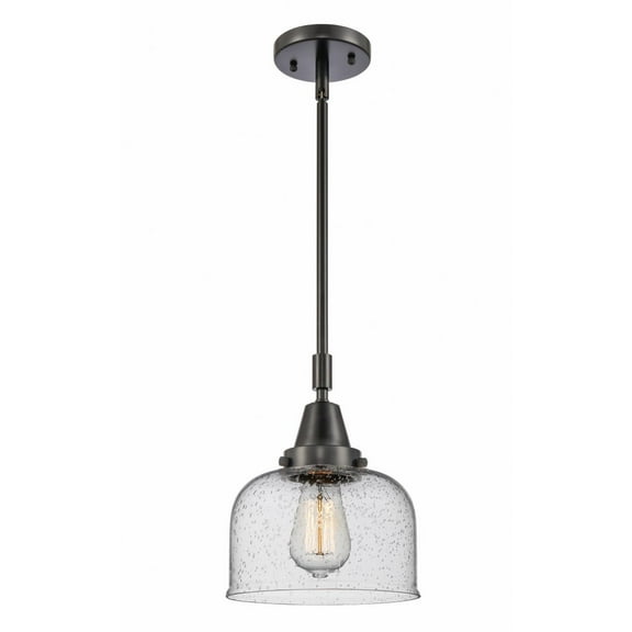447-1S-BK-G74 Innovations Lighting Bell - 1 Light Stem Hung Mini Pendant In Industrial Style-11.13 Inches Tall and 8 Inches Wide-Matte Black