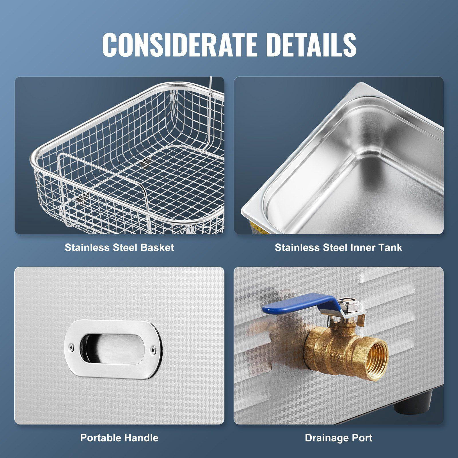 15L 360W Professional Ultrasonic Cleaner with Timer Heater 40kHz Digital Cleaning Machine Basket for Watch Glasses Jewelry Retainer Industrial Parts Tools