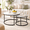 Black White, variant on Round Coffee Table Set of 2, Black Gold Nesting Circle Side Tables Wooden Tops with Metal Ring Frames Center Tables for Living Room Bedroom Apartment