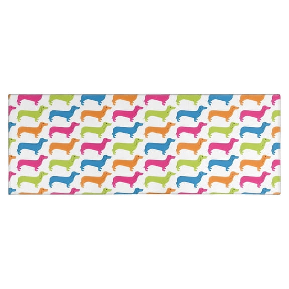 Colorful Funny Dachshund Kitchen Rug Mat,Kitchen Runner Rugs Non Skid Washable,Decorative Kitchen Floor Mats for Kitchen,Sink,Laundry,17"X47"