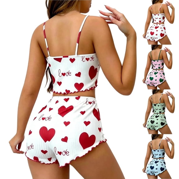 Bovxnpu Women's Pajamas Set Camisole Shorts Comfortable Loungewear Pajamas Sleepwear