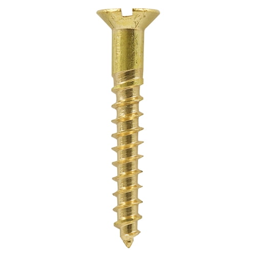 Timco - Solid Brass Timber Screws - SLOT - Countersunk (Size 2 x 3/8 - 200 Pieces)