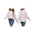 thumbnail image 2 of Nygoyerh Women's Jumpers Tops Heart Pattern Sweaters Long Sleeve Crew Neck Pullover Loose Fit Knitwear Fall Winter Tops, 2 of 9