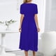 thumbnail image 4 of Puntoco Vestido De Manga Corta Con Cuello En V, Vestido De Verano Para Mujer, Ajustado, Plisado, Con Cinturón, Manga Corta, Cuello En V, Línea A, Azul S, 4 of 6
