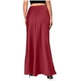 thumbnail image 3 of ZZwxWA Womens Satin High Waisted Maxi Skirts Elegant Solid Color A Line Long Skirt Soft Work Office Half Dress, 3 of 6