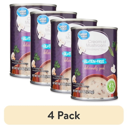 (4 pack) Great Value Gluten Free Cream of Mushroom Condensed Soup, 10.5 oz