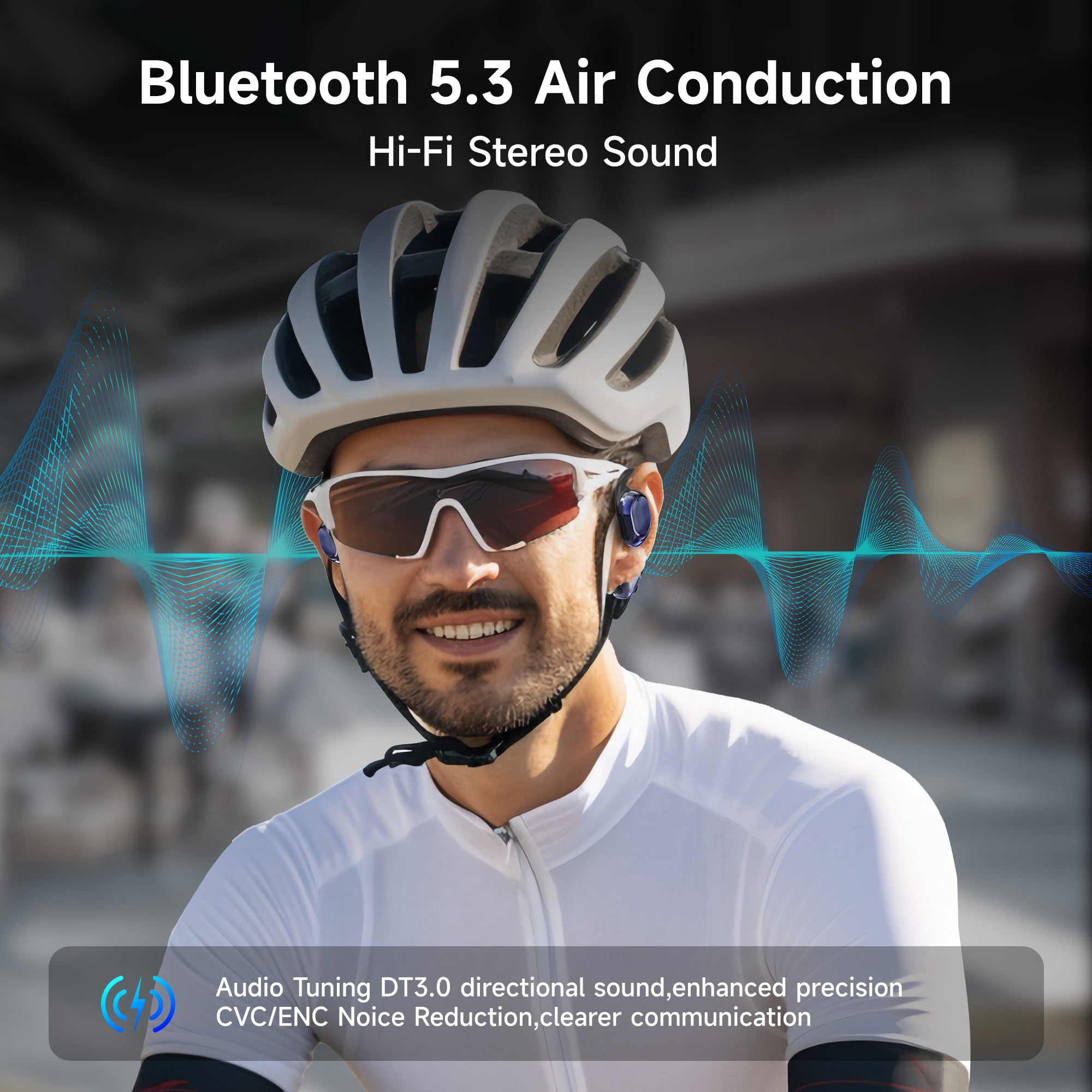 Open Ear Headphones, Wireless Earbuds Bluetooth 5.3 Air Conduction Headphones with Earhooks and Mic, Utra-Light, 48H Playtime, Waterproof Sport Headphones for Running Cycling Workout Driving