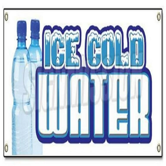 SignMission  18 x 48 in. Heavy Duty 13 oz Vinyl Banner with Grommets - Ice Cold Water
