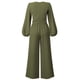 thumbnail image 5 of Two Piece Wide Leg Outfits, All Match Fashion Elastic High Waist Tie Front Crop Top Wide Leg Pants Set For Work Shopping Date, 5 of 6