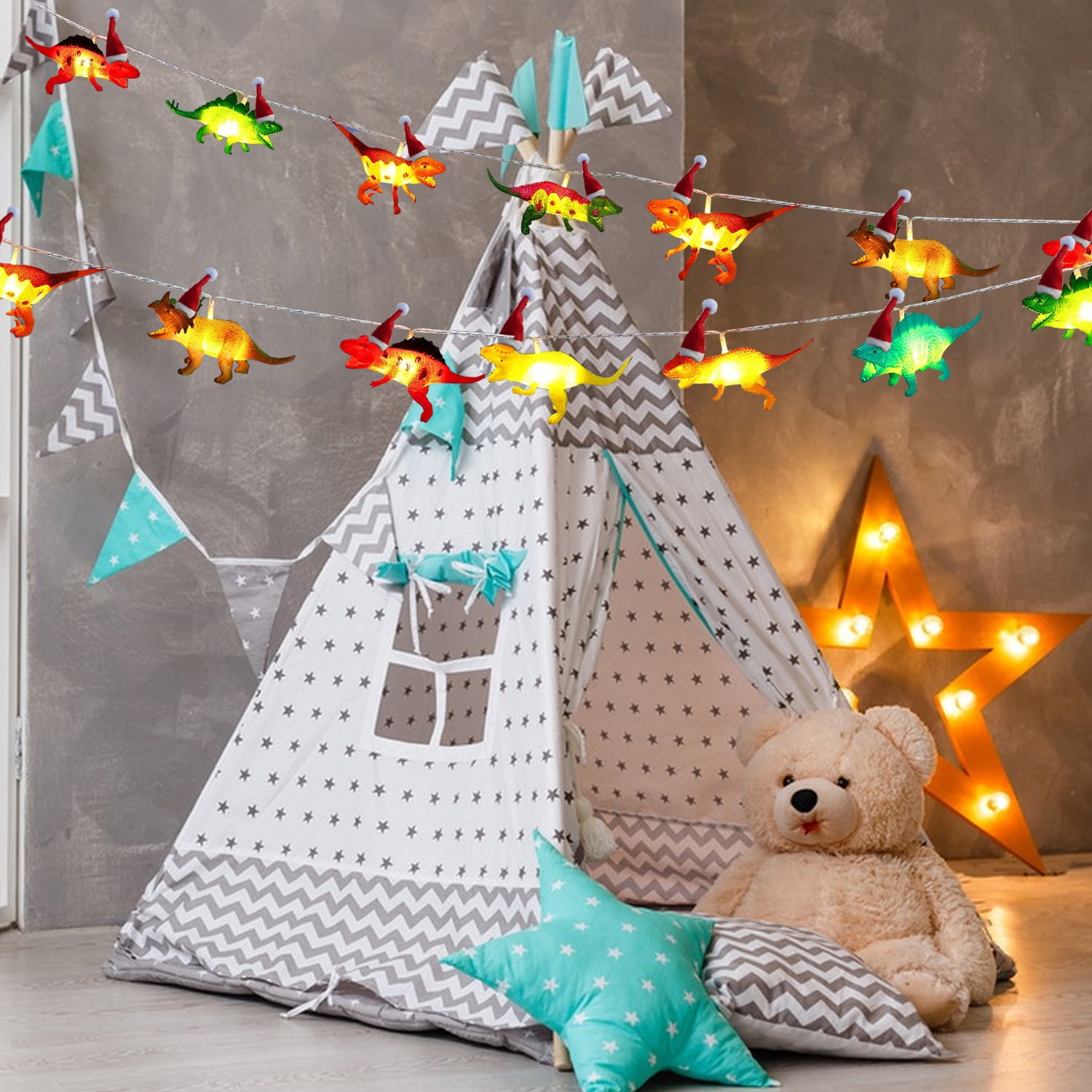 2M,10 LED Dinosaur String Lights Dinosaur Room Decor for Boys Christmas