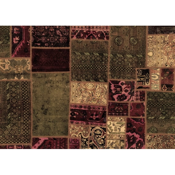 Ahgly Company Indoor Rectangle Patchwork Brown Transitional Area Rugs, 6' x 9'