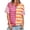 Orange, variant on Colorful Stripe Print Color Block Women Short Sleeve Summer Casual Crop Shirt