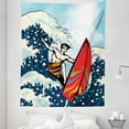 thumbnail image 1 of Surf Tapestry, Summer Themed Abstract Cartoon with Surfer Boy on Vintage Design Ocean Waves Print, Fabric Wall Hanging Decor for Bedroom Living Room Dorm, 5 Sizes, Multicolor, by Ambesonne, 1 of 1