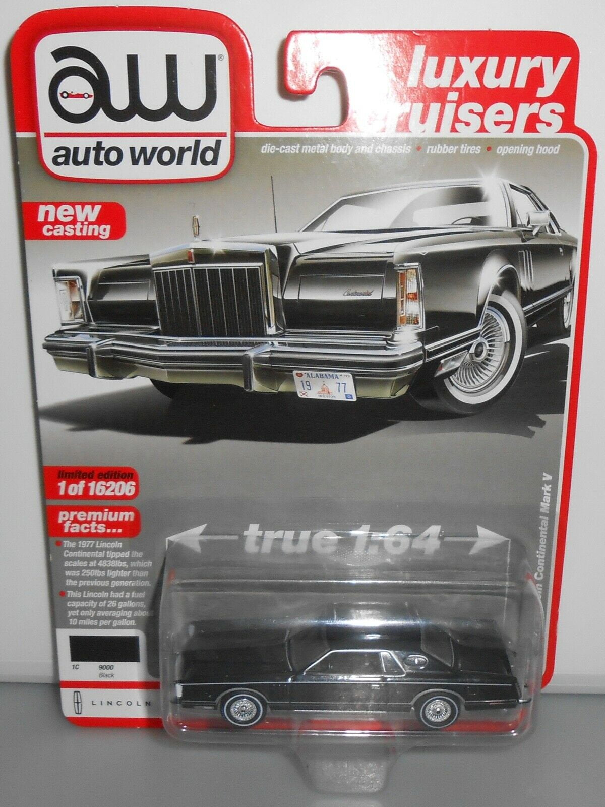 Autoworld 1977 Lincoln Mark V Edição Limitada Diecast Model Car