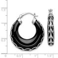 thumbnail image 2 of FB Jewels Sterling Silver Rhodium-plated D/C Onyx Hinged Post Earrings, 2 of 2
