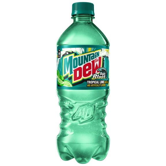 Mountain Dew Baja Blast Tropical Lime & Citrus Soda Pop, 20 fl oz, Bottle