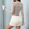 thumbnail image 5 of Women Mesh Top Lace Crop Top Long Sleeve Sheer Blouse Y2K Mesh Shirts Going Out Tops Club Outfits Color S, 5 of 10