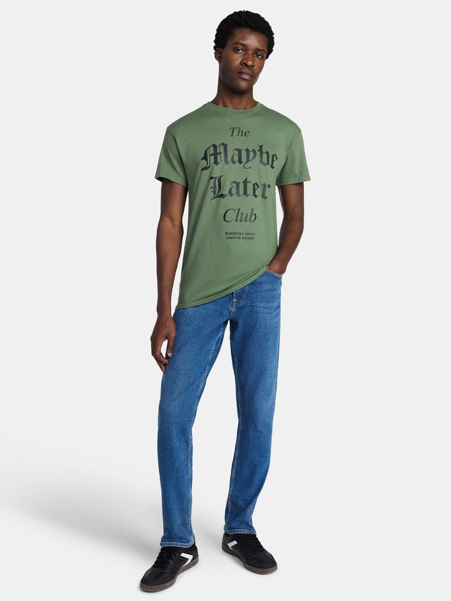Humor Men's and Big Men's Maybe Later Club Cotton Graphic Tee with Short Sleeves, Size S-3XL