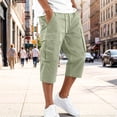 thumbnail image 6 of Zimjoy Men's Cargo Shorts Below The Knee Loose Elastic Waist Stretch Lightweight Capri Casual Outdoor Hiking Shorts with 4 Pockets Light Green M, 6 of 6