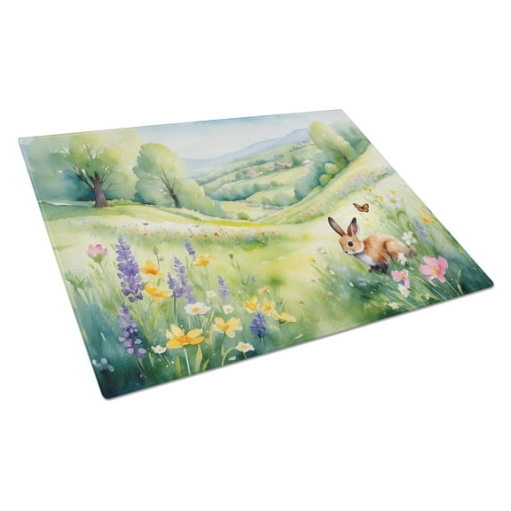 Carolines Treasures DAC7709LCB 15 x 12 in. Rabbit Springtime Meadow Glass Cutting Board