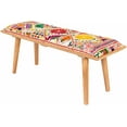 thumbnail image 2 of Hauteloom Dilkon Upholstered Entryway Bedroom Bench - Patchwork Style - Foot Stool - Red, Yellow, Green, Colorful - 18" x 45" x 15", 2 of 8