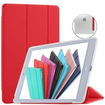iPad Air 1 Air 2 9.7 inch 5 6 [ 5th 6th Air 1st 2nd ] A1474 A1475 A1476 MD785LL/A MD788LL/A MD786LL/A MD789LL/A TriFold Hard Smart PC Translucent Back Cover - Red