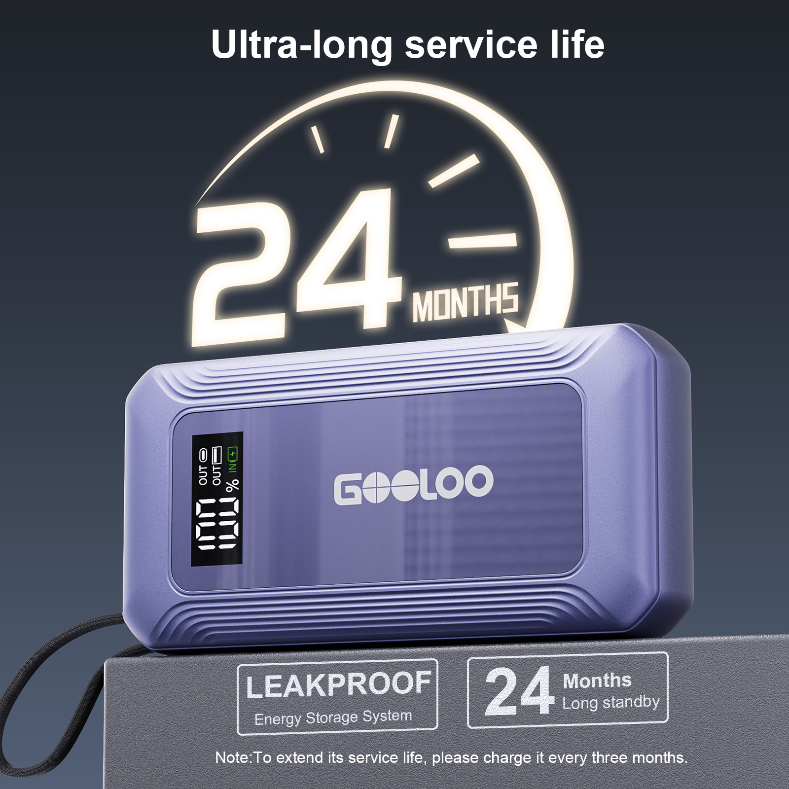 GOOLOO G7 3000A Jump Starter – Built-in Charging Cable That Forms Carry Loop, SuperSafe Lithium Jump Box, 45W USB-C Fast Charge, 12V Safe Battery Booster for Up to 8.5L Gas / 6.0L Diesel