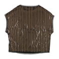 thumbnail image 2 of bar III blusa corta con lentejuelas para mujer, marrón, mediana, 2 of 2