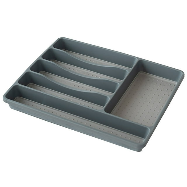 Cutlery Storage Tray Plastic Nonslip Flatware Tray Drawer Organizer for Kitchen