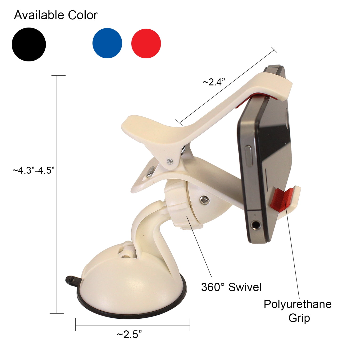 Furinno Easy Mount Suction Universal Car Phone Mount Holder, White