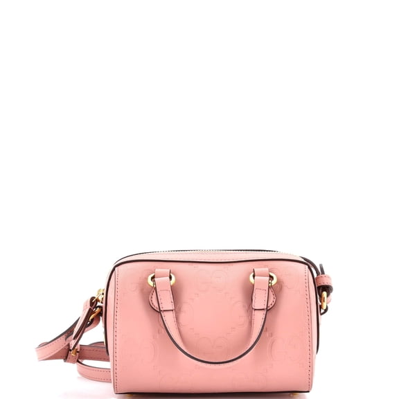 Pre-Owned Convertible Boston Bag Jumbo GG Embossed Leather Super Mini By Rebag