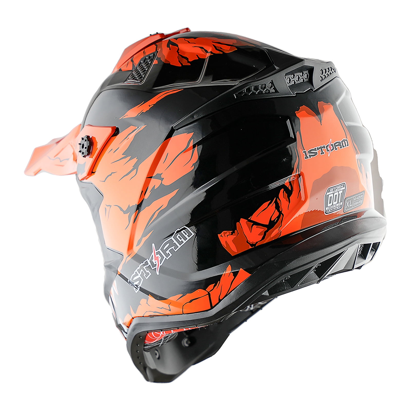 1Storm Adult Motocross Helmet ATV Dirt Bike BMX MX Downhill Mountain Helmet Track Style JH601; Dinosaur Orange