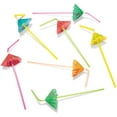 Umbrella Drinking Straws Bulk Pack of 220 Assorted Color Bendable