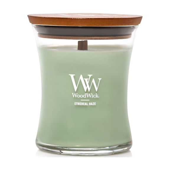 WoodWick Medium Hourglass Scented Candle, Crackles as it Burns, Ethereal Haze, 9.7oz