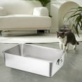 thumbnail image 1 of Caja de Arena de Acero Inoxidable Caja de Arena para Gatos Bandeja de Comida con Asa Inodoro para Gatitos Caja de Arena de Metal Bandeja de Baño Abier 60cmx40cmx7cm, 1 of 8