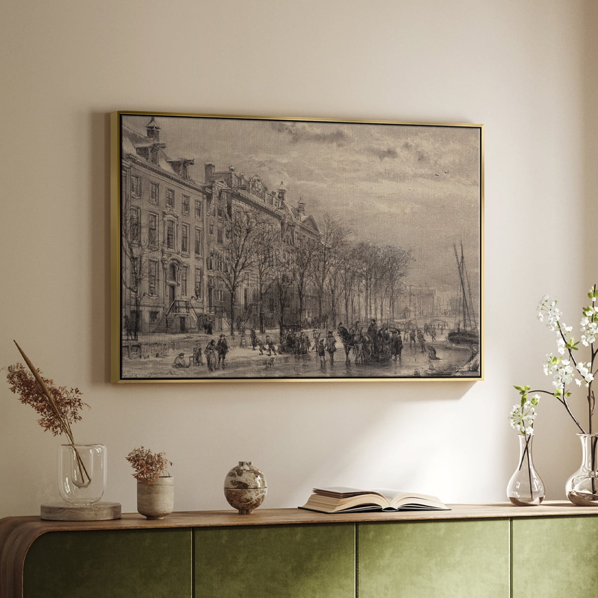 Vintage Landscape-CCXXXIII By Wexford Home Framed in Gold Wood Gallery Wrapped Canvas 25 in. x 37 in.