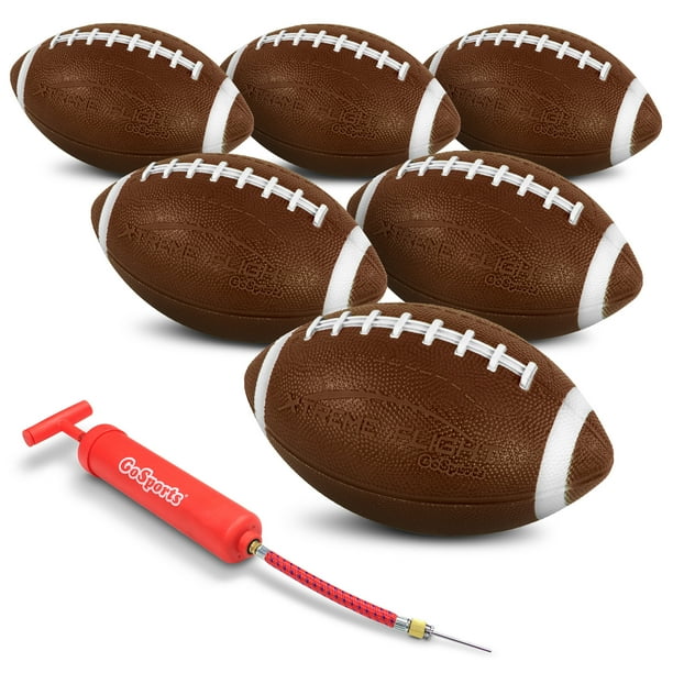 GoSports Xtreme Flight Footballs 6 Pack, 9” Rubber Inflatable Footballs