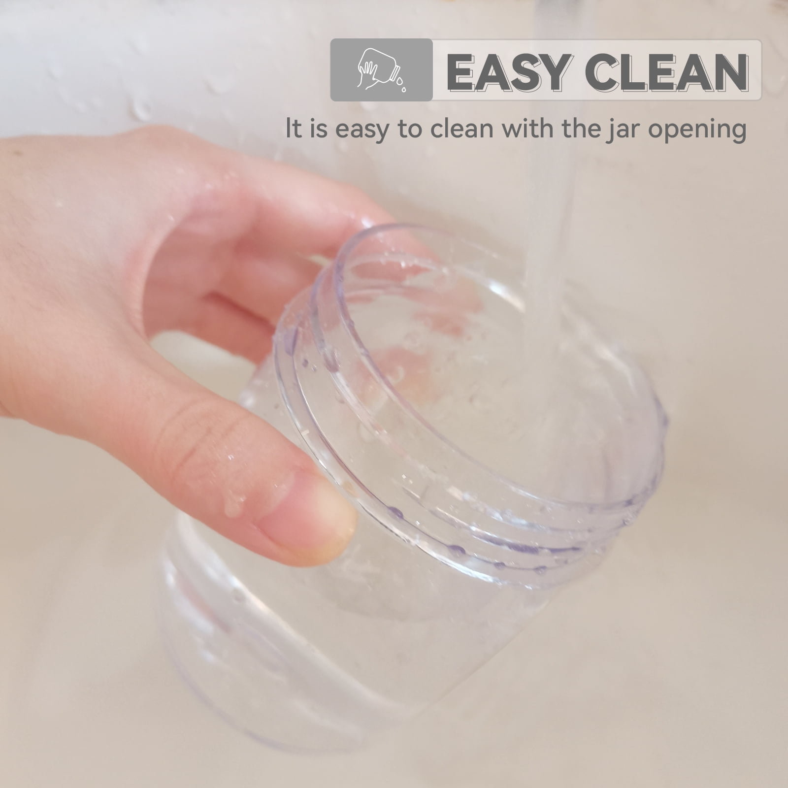 Novelinks 8oz Plastic Jars with Lids 16 Pack Kitchen Storage Containers Clear Plastic Slime Storage Jars Coffee Canister,Silver