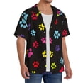 thumbnail image 2 of PAYOHTO Colorful Animal Foot Prints Black Mens Hawaiian Casual Short-sleeved Shirt Tropical Summer Beach Button Down Shirts, 2 of 7