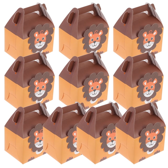 10 cajas de galletas con dibujos animados para dulces, portátiles, con estampado de animales