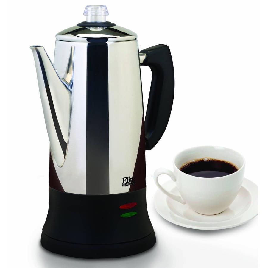 Elite Gourmet 12Cup Percolator, Stainless Steel/Black