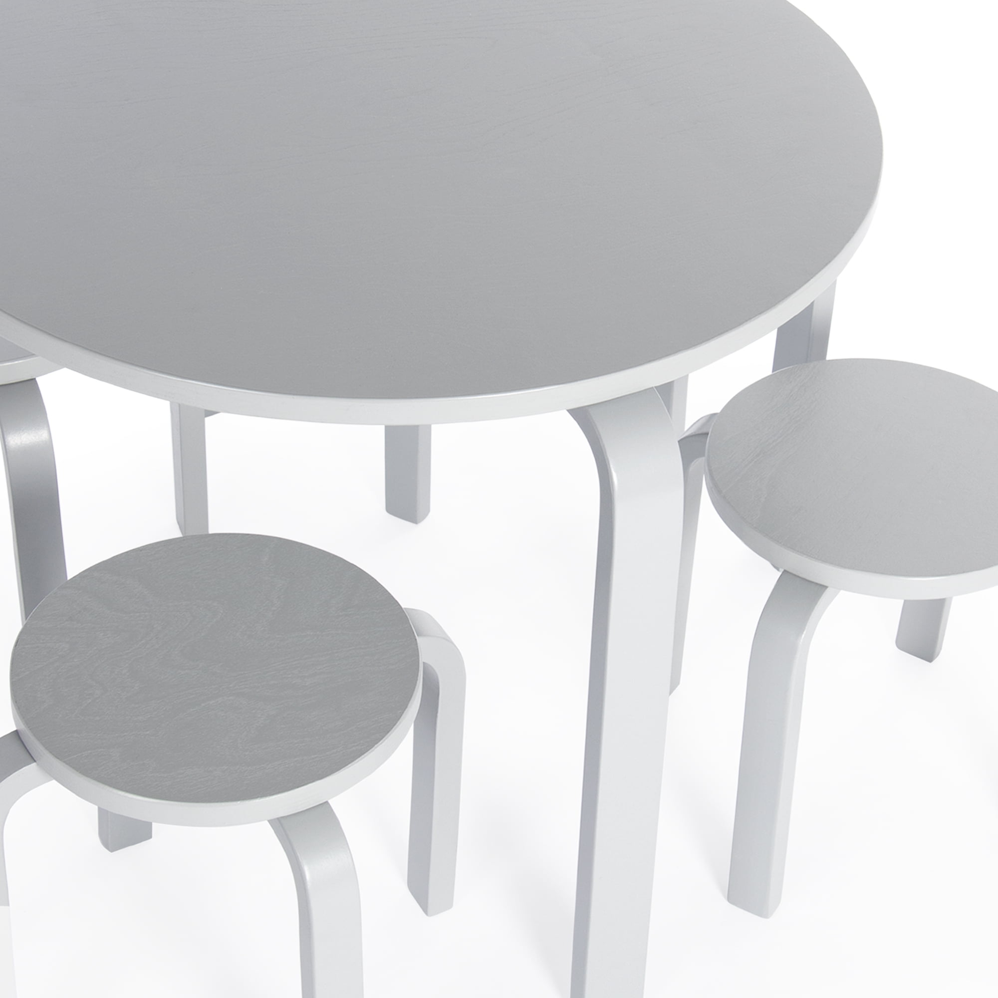 Guidecraft Kids' Nordic Table and Chairs Set - Gray: Childrens Wood Round Toddler Activity Table for Playroom with 4 Stacking Stools