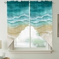 thumbnail image 5 of Turquoise Gradient Beach Swag Valances for Windows 2 Pack Abstracts Seaside Ocean Wave Coastal Swag Kitchen Curtains 45 Inches Long Rod Pocket Short Window Treatment for Kitchen Bathroom 36"x45", 5 of 9
