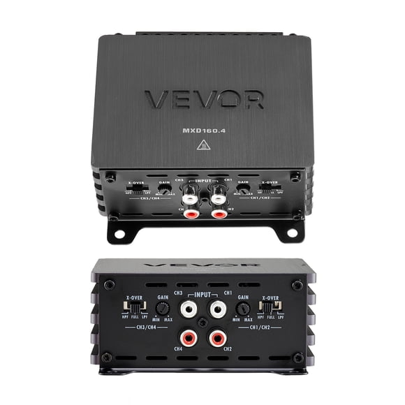 VEVOR 4 Channel Car Audio Amplifier 2 Ohm Stable Bridgeable Class D Full Range Amp Max Power 4 x 110W @ 4 Ohm / 4 x 160W @ 2 Ohm for Car SUV Truck Off-Road
