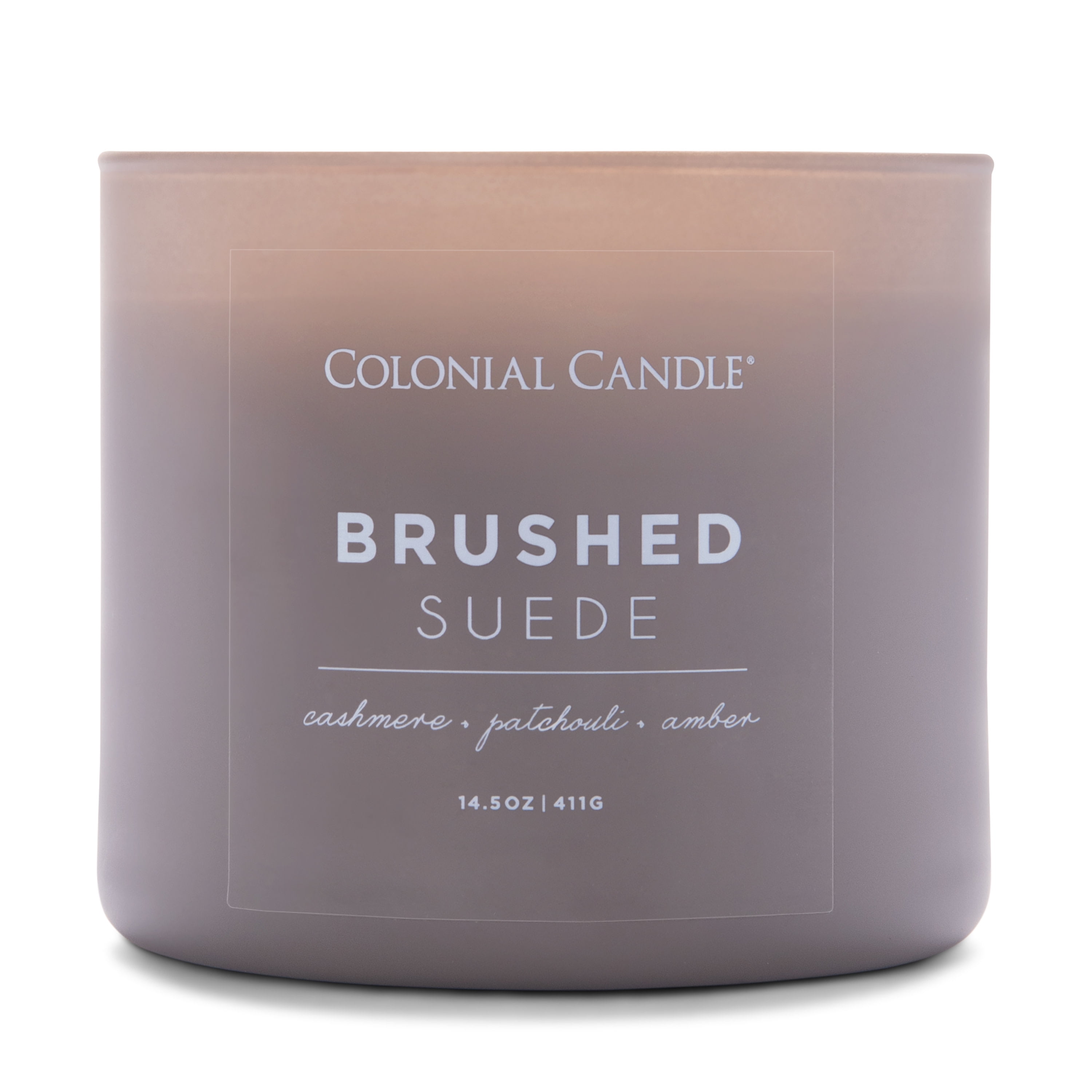 Colonial Candle Brushed Suede 14.5 oz 3 Wick Candle, Grey