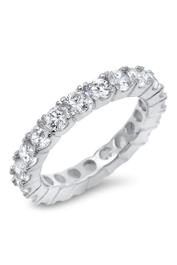 CHOOSE YOUR COLOR Eternity Stackable White CZ Promise Ring 925 Sterling Silver Band Female Size 6